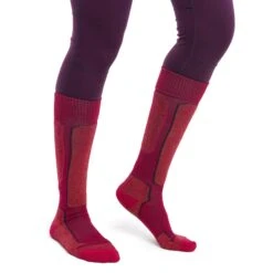 Icebreaker Ski+ Light OTC Socks Women - Electron Pink/Earth/Nightshade -Icebreaker icebreaker womens ski plus light otc socks electron pink earth nightshade model 1 1498929