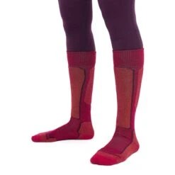 Icebreaker Ski+ Light OTC Socks Women - Electron Pink/Earth/Nightshade -Icebreaker icebreaker womens ski plus light otc socks electron pink earth nightshade model 2 1498930
