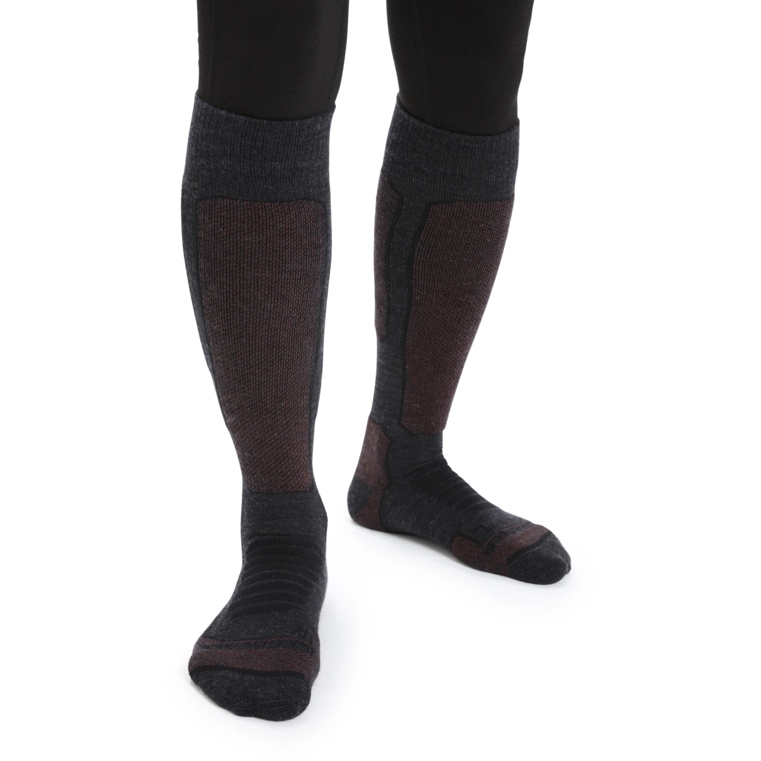 Icebreaker Ski+ Medium OTC Socks Women - Jet HTHR/Espresso/Black 4 Icebreaker Ski+ Medium OTC Socks Women - Jet HTHR/Espresso/Black - Image 2