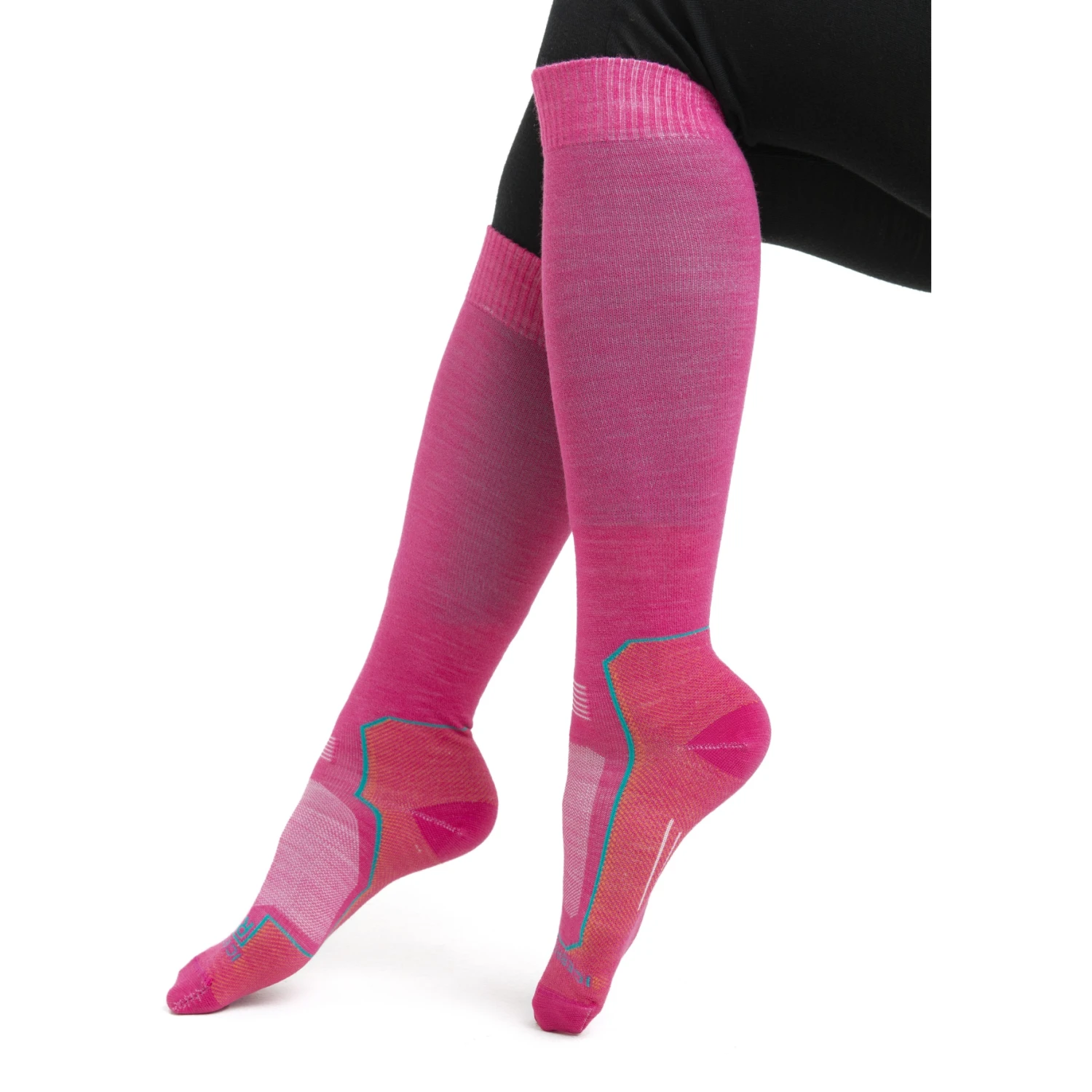 Icebreaker Ski+ Ultralight OTC Socks Women - Tempo/Flux Green/Earth 4 Icebreaker Ski+ Ultralight OTC Socks Women - Tempo/Flux Green/Earth - Image 2
