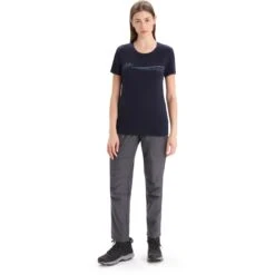 Icebreaker Tech Lite II Cadence Paths Short Sleeve Tee Women - Midnight Navy -Icebreaker icebreaker womens tech lite ii cadence paths short sleeve tee midnight navy 5 1384625