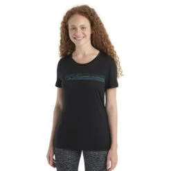 Icebreaker Tech Lite II Camping Lines Short Sleeve Tee Women - Black