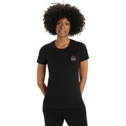 Icebreaker Tech Lite II Natural Alps Short Sleeve Tee Women - Black