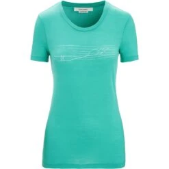 Icebreaker Tech Lite II Ski Stripes Short Sleeve Tee Women - Fresh -Icebreaker icebreaker womens tech lite ii ski stripes short sleeve tee fresh 1 1384683
