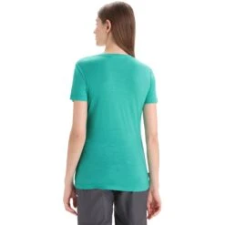 Icebreaker Tech Lite II Ski Stripes Short Sleeve Tee Women - Fresh -Icebreaker icebreaker womens tech lite ii ski stripes short sleeve tee fresh 4 1384686