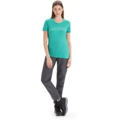 Icebreaker Tech Lite II Ski Stripes Short Sleeve Tee Women - Fresh -Icebreaker icebreaker womens tech lite ii ski stripes short sleeve tee fresh 5 1384687