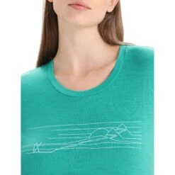 Icebreaker Tech Lite II Ski Stripes Short Sleeve Tee Women - Fresh -Icebreaker icebreaker womens tech lite ii ski stripes short sleeve tee fresh 6 1384688
