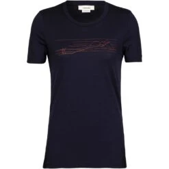 Icebreaker Tech Lite II Ski Stripes Short Sleeve Tee Women - Midnight Navy -Icebreaker icebreaker womens tech lite ii ski stripes short sleeve tee midnight navy 1 1271250
