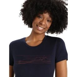 Icebreaker Tech Lite II Ski Stripes Short Sleeve Tee Women - Midnight Navy -Icebreaker icebreaker womens tech lite ii ski stripes short sleeve tee midnight navy 4 1271253