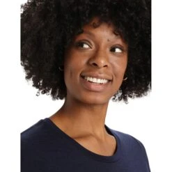 Icebreaker Tech Lite II Ski Stripes Short Sleeve Tee Women - Midnight Navy -Icebreaker icebreaker womens tech lite ii ski stripes short sleeve tee midnight navy 5 1271255