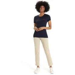 Icebreaker Tech Lite II Ski Stripes Short Sleeve Tee Women - Midnight Navy -Icebreaker icebreaker womens tech lite ii ski stripes short sleeve tee midnight navy 7 1271257