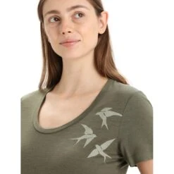 Icebreaker Tech Lite II Swarming Shapes Scoop T-Shirt Women - Loden -Icebreaker icebreaker womens tech lite ii swarming shapes scoop t shirt loden 6 1382319