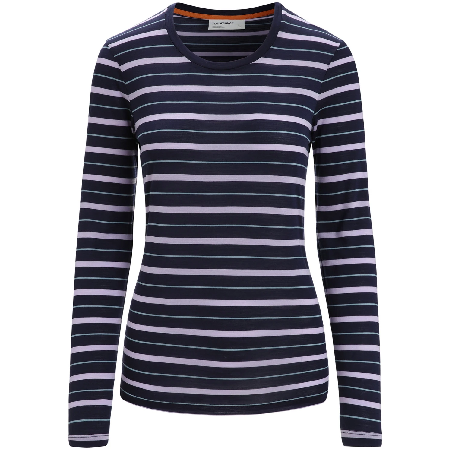 Icebreaker Wave Long Sleeve Tee Women - Midnight Navy/Purple Gaze/Stripe 5 Icebreaker Wave Long Sleeve Tee Women - Midnight Navy/Purple Gaze/Stripe - Image 3