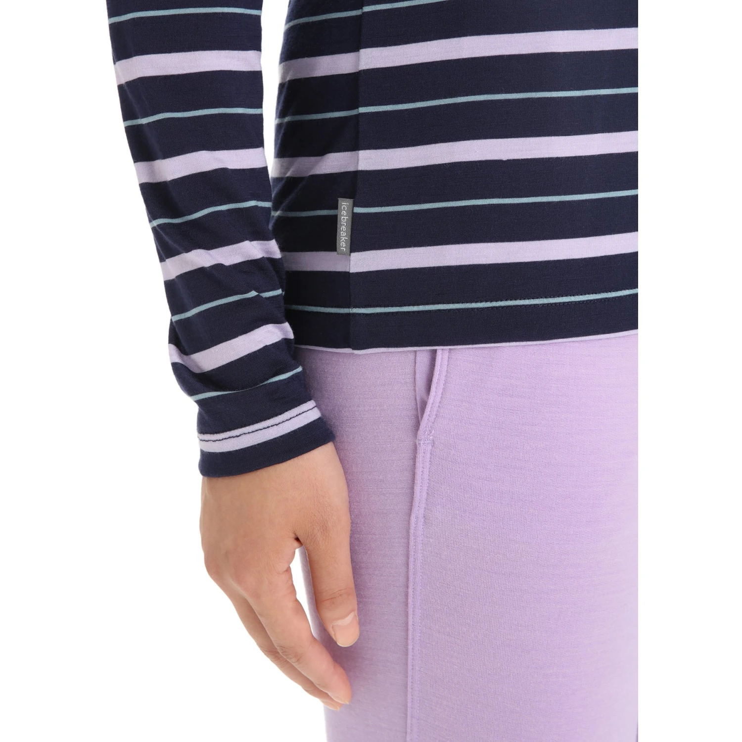 Icebreaker Wave Long Sleeve Tee Women - Midnight Navy/Purple Gaze/Stripe 9 Icebreaker Wave Long Sleeve Tee Women - Midnight Navy/Purple Gaze/Stripe - Image 7
