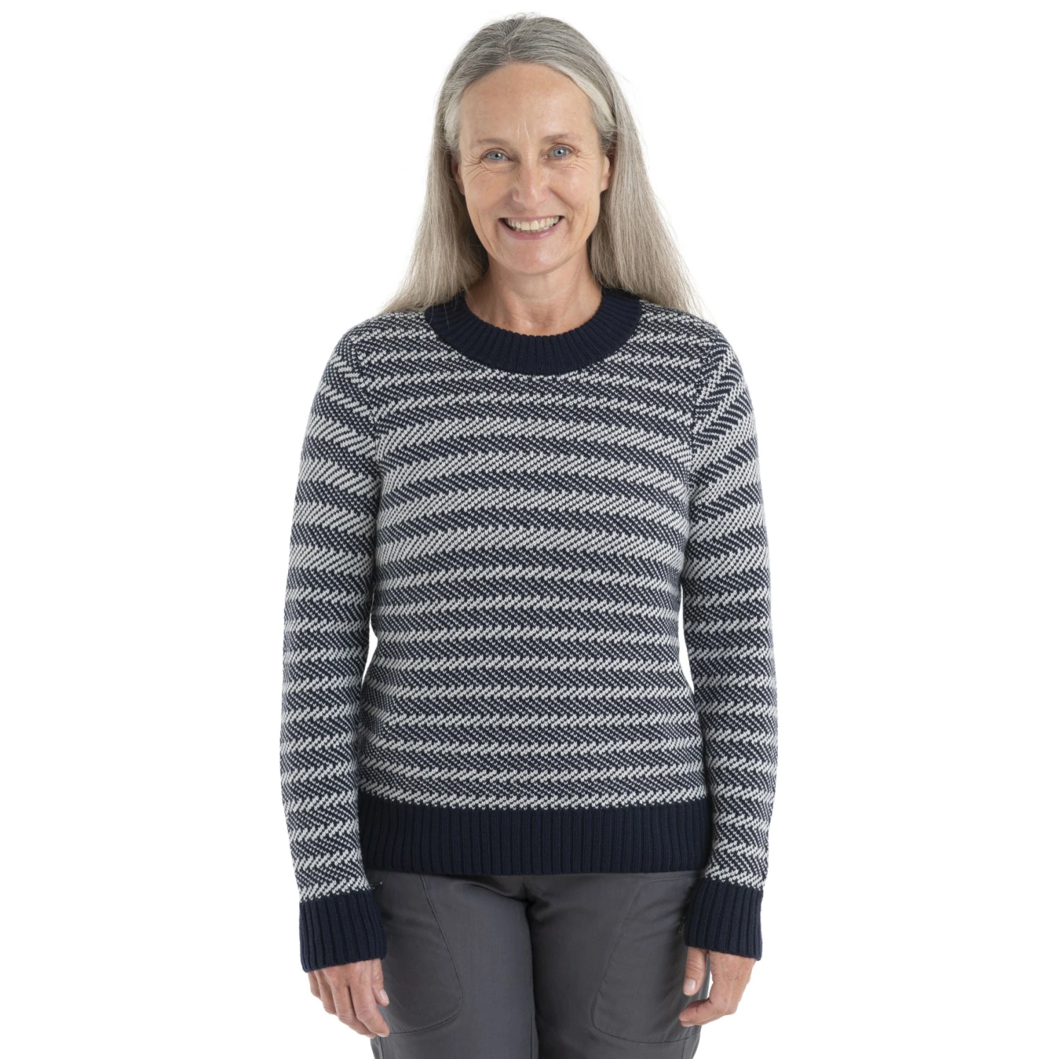 Icebreaker Waypoint Crewe Sweater Women - Midnight Navy/Snow/Stripe 3 Icebreaker Waypoint Crewe Sweater Women - Midnight Navy/Snow/Stripe