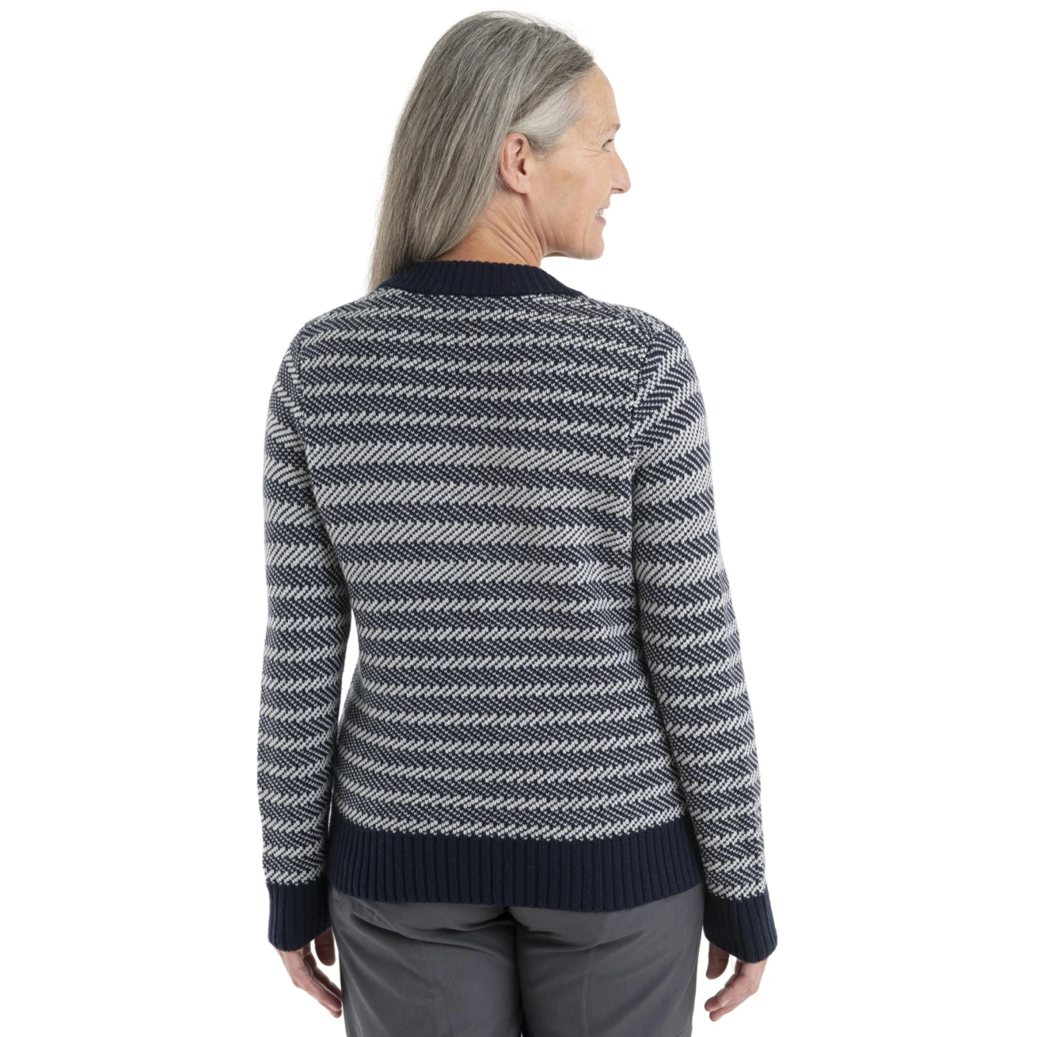 Icebreaker Waypoint Crewe Sweater Women - Midnight Navy/Snow/Stripe 4 Icebreaker Waypoint Crewe Sweater Women - Midnight Navy/Snow/Stripe - Image 2
