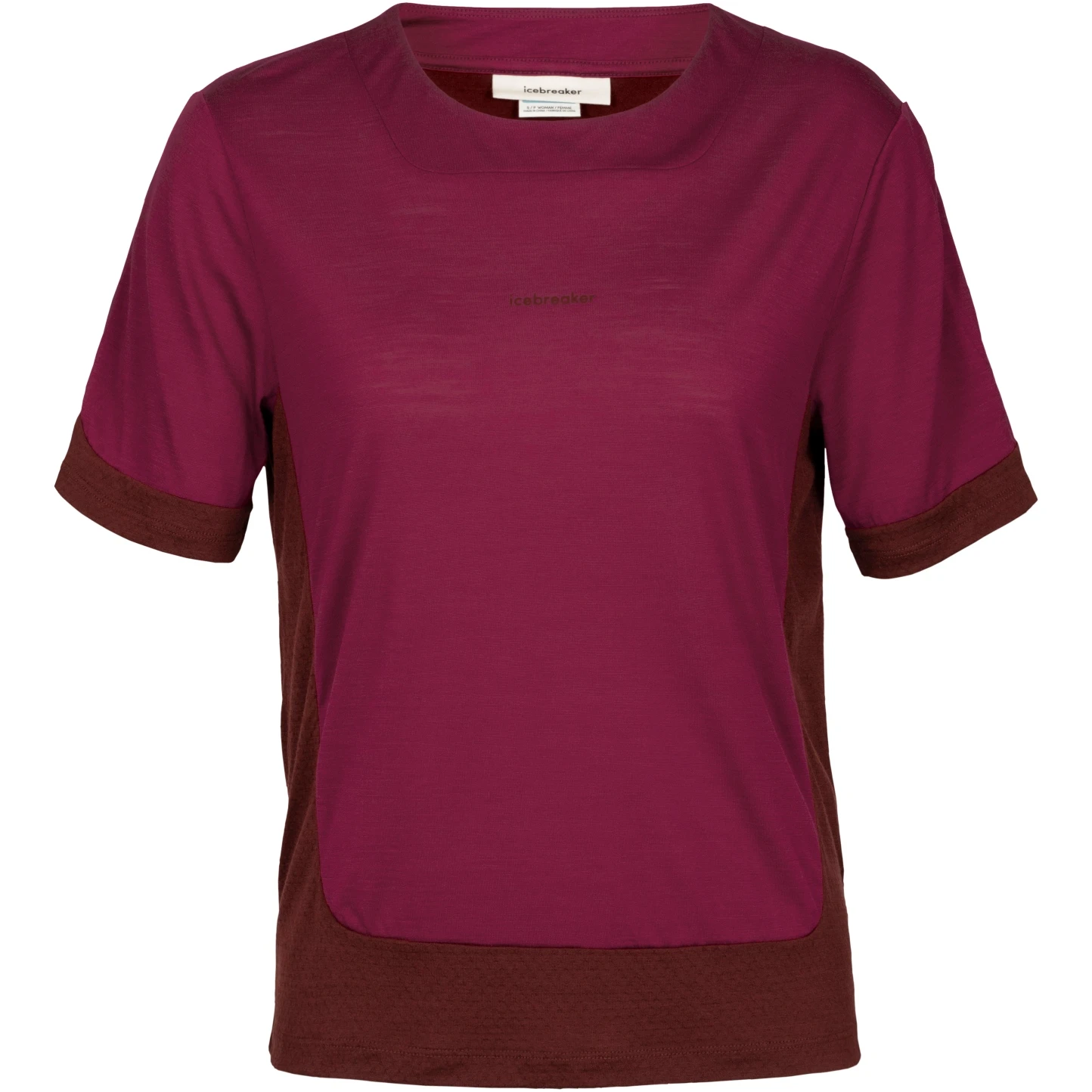 Icebreaker ZoneKnit™ Boxy Short Sleeve Tee Women - Cherry/Espresso 5 Icebreaker ZoneKnit™ Boxy Short Sleeve Tee Women - Cherry/Espresso - Image 3
