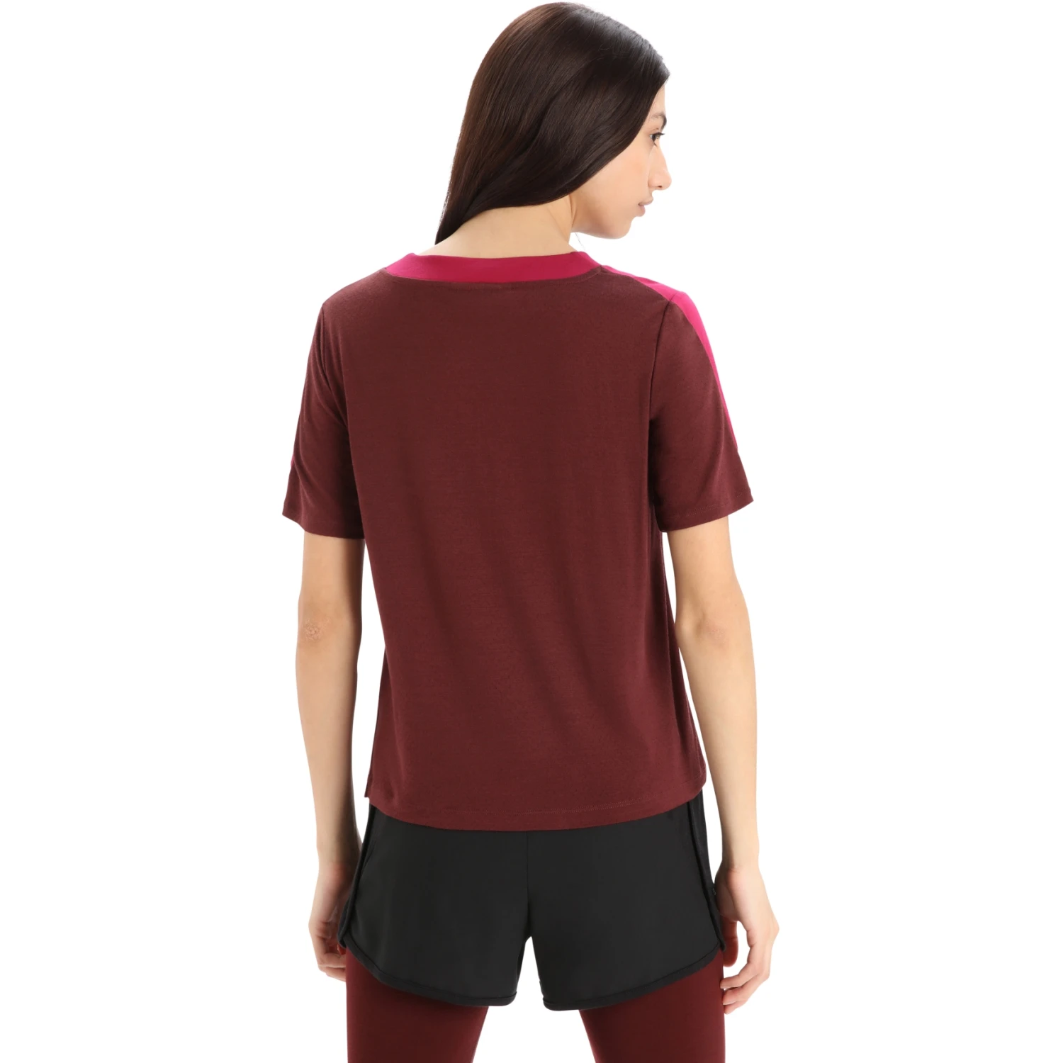 Icebreaker ZoneKnit™ Boxy Short Sleeve Tee Women - Cherry/Espresso 4 Icebreaker ZoneKnit™ Boxy Short Sleeve Tee Women - Cherry/Espresso - Image 2