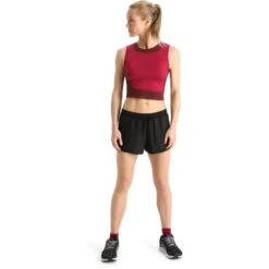 Icebreaker ZoneKnit™ Cropped Bra-Tank Women - Cherry/Espresso -Icebreaker icebreaker womens zoneknit cropped bra tank cherry espresso 5 1271297