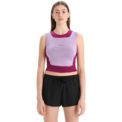Icebreaker ZoneKnit™ Cropped Bra-Tank Women - Purple Gaze/Go Berry