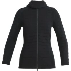 Icebreaker ZoneKnit™ Explore Long Sleeve Zip Hoodie Women - Black -Icebreaker icebreaker womens zoneknit explore long sleeve zip hoodie black 1 1488376