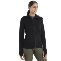 Icebreaker ZoneKnit™ Explore Long Sleeve Zip Hoodie Women - Black