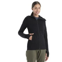 Icebreaker ZoneKnit™ Explore Long Sleeve Zip Hoodie Women - Black -Icebreaker icebreaker womens zoneknit explore long sleeve zip hoodie black 5 1555291