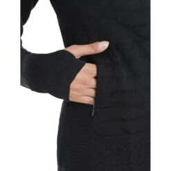 Icebreaker ZoneKnit™ Explore Long Sleeve Zip Hoodie Women - Black -Icebreaker icebreaker womens zoneknit explore long sleeve zip hoodie black 7 1555293