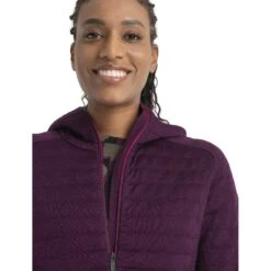 Icebreaker ZoneKnit™ Explore Long Sleeve Zip Hoodie Women - Nightshade -Icebreaker icebreaker womens zoneknit explore long sleeve zip hoodie nightshade 5 1535671