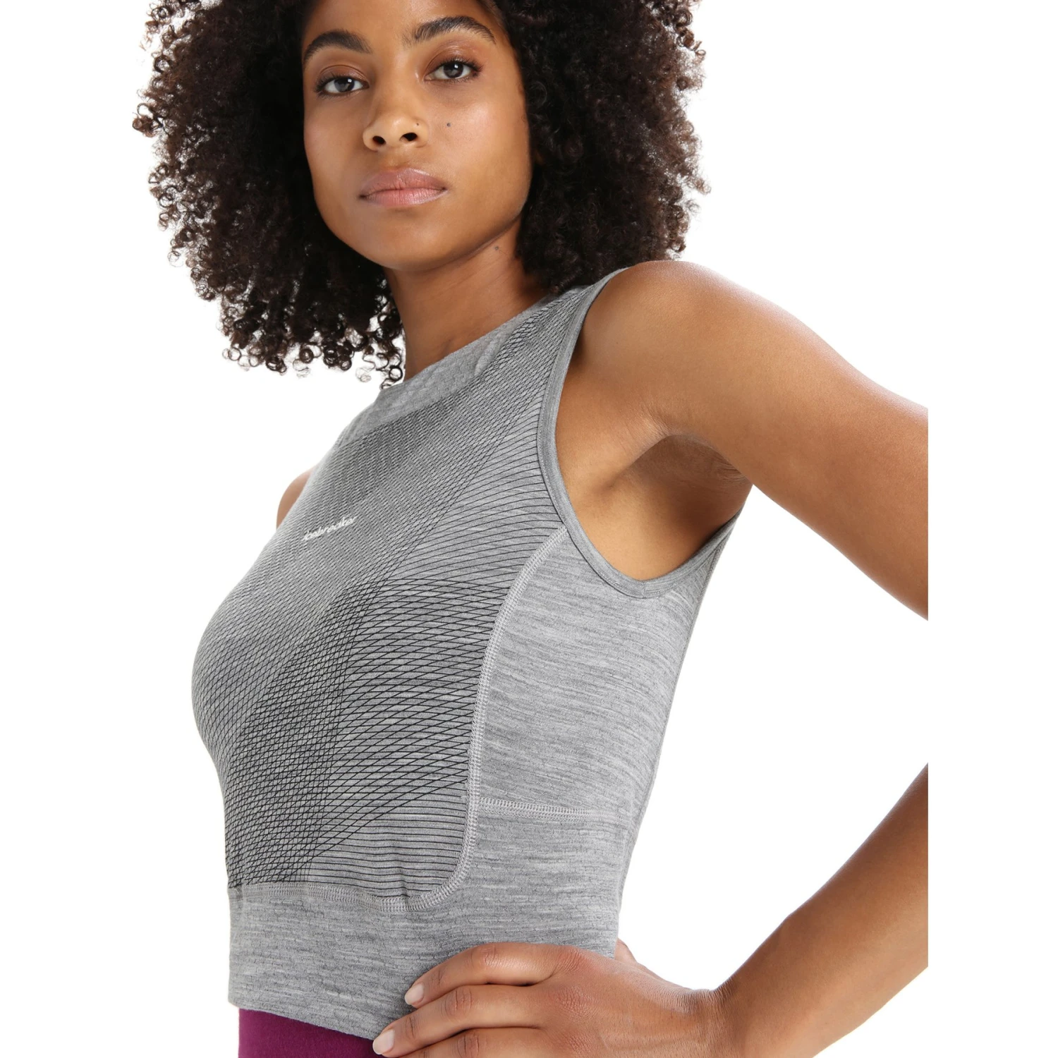 Icebreaker ZoneKnit™ GEODETIC Cropped Bra-Tank Women - Metro Hthr/Black/AOP 10 Icebreaker ZoneKnit™ GEODETIC Cropped Bra-Tank Women - Metro Hthr/Black/AOP - Image 8
