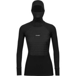 Icebreaker ZoneKnit™ Insulated Long Sleeve Hoodie Women - Black -Icebreaker icebreaker womens zoneknit insulated long sleeve hoodie black 1 1271317