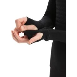 Icebreaker ZoneKnit™ Insulated Long Sleeve Hoodie Women - Black -Icebreaker icebreaker womens zoneknit insulated long sleeve hoodie black 5 1271321