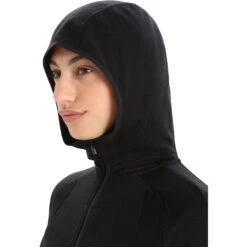 Icebreaker ZoneKnit™ Long Sleeve Zip Hoodie Women - Black -Icebreaker icebreaker womens zoneknit long sleeve zip hoodie black 4 1271274