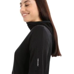 Icebreaker ZoneKnit™ Long Sleeve Zip Hoodie Women - Black -Icebreaker icebreaker womens zoneknit long sleeve zip hoodie black 5 1271277
