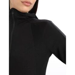 Icebreaker ZoneKnit™ Long Sleeve Zip Hoodie Women - Black -Icebreaker icebreaker womens zoneknit long sleeve zip hoodie black 6 1271279