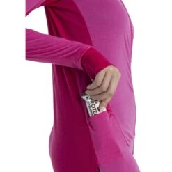 Icebreaker ZoneKnit™ Long Sleeve Zip Women - Tempo/Electron Pink -Icebreaker icebreaker womens zoneknit long sleeve zip tempo electron pink 5 1535857