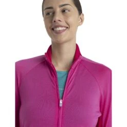 Icebreaker ZoneKnit™ Long Sleeve Zip Women - Tempo/Electron Pink -Icebreaker icebreaker womens zoneknit long sleeve zip tempo electron pink 7 1535859