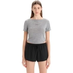 Icebreaker ZoneKnitâ„¢ Scoop Back Short Sleeve Tee Women - Metro Hthr