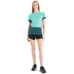 Icebreaker ZoneKnit™ Short Sleeve Tee Women - Fresh Hthr/Green Glory -Icebreaker icebreaker womens zoneknit short sleeve tee fresh hthr green glory 5 1385135