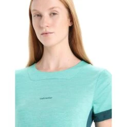 Icebreaker ZoneKnit™ Short Sleeve Tee Women - Fresh Hthr/Green Glory -Icebreaker icebreaker womens zoneknit short sleeve tee fresh hthr green glory 6 1385136