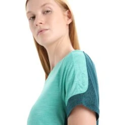 Icebreaker ZoneKnit™ Short Sleeve Tee Women - Fresh Hthr/Green Glory -Icebreaker icebreaker womens zoneknit short sleeve tee fresh hthr green glory 7 1385137