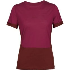 Icebreaker ZoneKnit™ Slit Back Short Sleeve Tee Women - Cherry/Espresso -Icebreaker icebreaker womens zoneknit slit back short sleeve tee cherry espresso 1 1289360