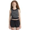 Icebreaker ZoneKnit™ Topo Lines Cropped Bra-Tank Women - Black/Snow/AOP